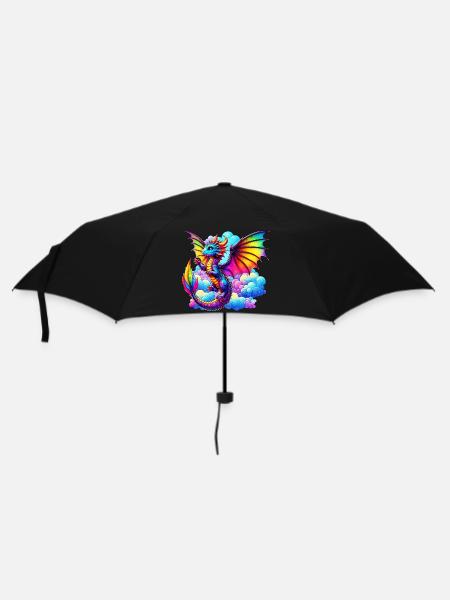 Drache - Regenschirm (klein) - Schwarz