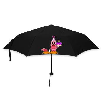 Wurm Geburtstag Kuchen - Regenschirm (klein) - Schwarz - Vorne