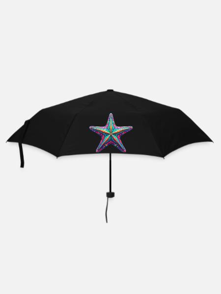 Seestern - Regenschirm (klein) - Schwarz