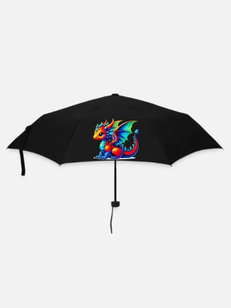 Drache - Regenschirm (klein) - Schwarz
