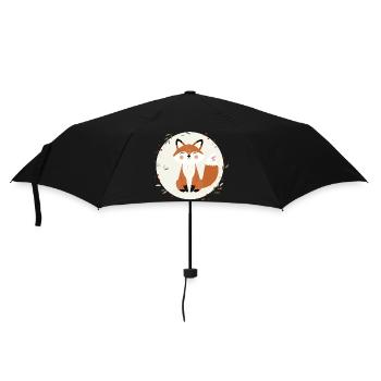 Smiling Fox – Playful Nature Illustration - Umbrella (small) - black - Front