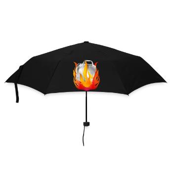 Brennender Chrom-Benzinkanister im Retro-Stil - Regenschirm (klein) - Schwarz - Vorne