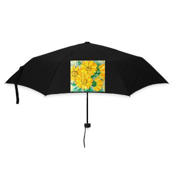 Sonnenblumen bemalt mit Express-Pinsel - Regenschirm (klein) - Schwarz - Vorne