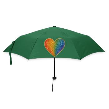 Funkelndes Regenbogenherz Design - Regenschirm (klein) - Flaschengrün - Vorne