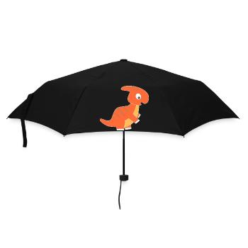 Niedlicher Dinosaurier im Cartoon Stil - Regenschirm (klein) - Schwarz - Vorne