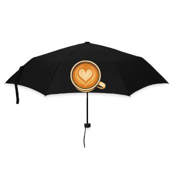 Herz Latte Art Kaffee Liebe Design - Regenschirm (klein) - Schwarz - Vorne