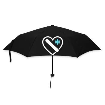 Snowboard Heart Mountain Winter Geschenk - Regenschirm (klein) - Schwarz - Vorne