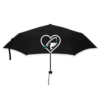 Angelherz Fischrute Natur Geschenk - Regenschirm (klein) - Schwarz - Vorne