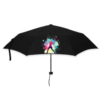 Tennis, Tennisspielerin Frau, Tennisgrafik - Regenschirm (klein) - Schwarz - Vorne