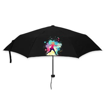 Tennis, Tennisspielerin Frau, Tennisgrafik - Regenschirm (klein) - Schwarz - Vorne