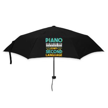 Piano Is My Second Language Musical Quote Design - Regenschirm (klein) - Schwarz - Vorne
