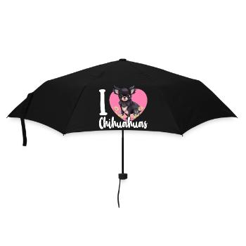 Chihuahua Chihuahueño Heart I Love - Regenschirm (klein) - Schwarz - Vorne