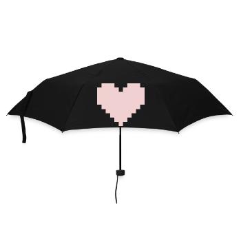 Cœur Rose Pixel - Parapluie standard - noir - Devant