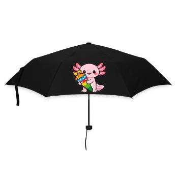 Kawaii dragon with fireworks axolotl - Umbrella (small) - black - Front