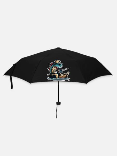 Angeln Angler - Regenschirm (klein) - Schwarz