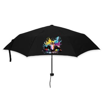 Rennwagen-Geschwindigkeit Bunte Splash-Art-Rennfahrer - Regenschirm (klein) - Schwarz - Vorne
