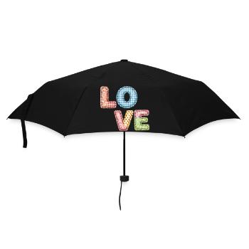 Love Patchwork Design Colorful Fabric Patches - Umbrella (small) - black - Front