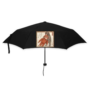 Ukiyo-e Baby Monkey Punch - Regenschirm (klein) - Schwarz - Vorne