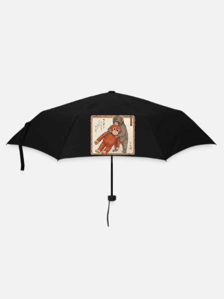Ukiyo-e Baby Monkey Punch - Regenschirm (klein) - Schwarz