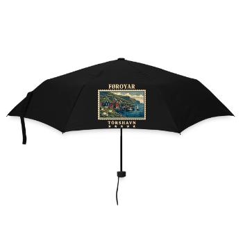 Färöer Tórshavn Vintage Reisemarke - Regenschirm (klein) - Schwarz - Vorne