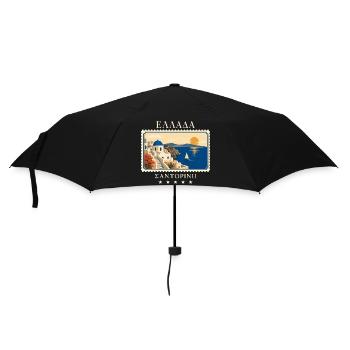 Griechenland Santorini Vintage Reisemarke - Regenschirm (klein) - Schwarz - Vorne