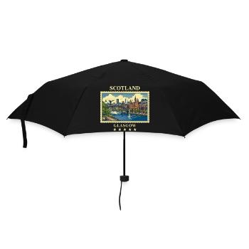 Schottland_Glasgow_Vintage_Reisemarke - Regenschirm (klein) - Schwarz - Vorne