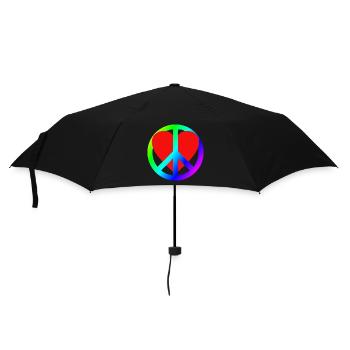 Herz Frieden Regenbogen Symbol - Regenschirm (klein) - Schwarz - Vorne