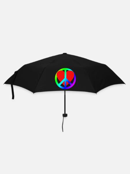 Herz Frieden Regenbogen Symbol - Regenschirm (klein) - Schwarz