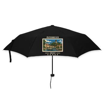 Österreich Graz Vintage Reisemarke - Regenschirm (klein) - Schwarz - Vorne