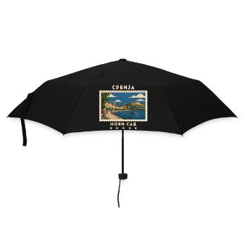 Serbien Novi Sad Vintage Reisemarke - Regenschirm (klein) - Schwarz - Vorne