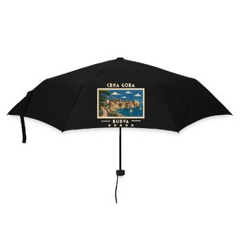 Montenegro Budva Vintage Reisemarke - Regenschirm (klein) - Schwarz - Vorne