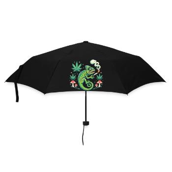 420 Chamäleon – entspannter Pixelheld für Kiffer - Regenschirm (klein) - Schwarz - Vorne