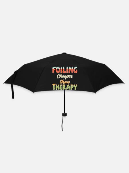 Foiling. Cheaper than Therapy - Regenschirm (klein) - Schwarz