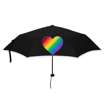 Gradient Rainbow Heart - Regenschirm (klein) - Schwarz - Vorne