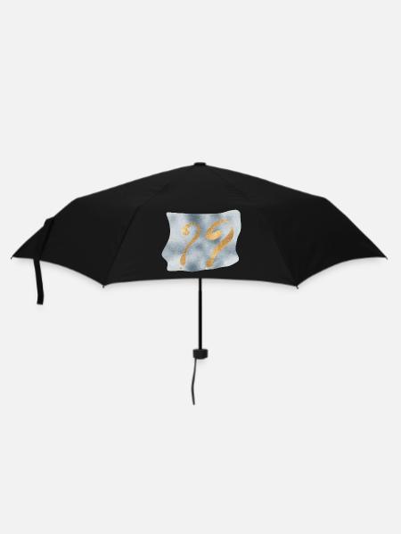 Golden question marks on blue - Umbrella (small) - black