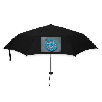 A mandala blue and grey made of wool - by Lillrose - Umbrella (small) - black - Front