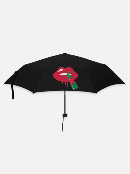 Lippenstift Erdbeere - Regenschirm (klein) - Schwarz