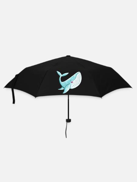 Wal Mit Herz I Buckelwal Walfisch Geschenk Comic - Regenschirm (klein) - Schwarz