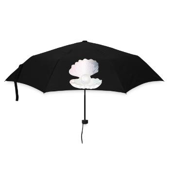 iridescent open shell with large pearl - Umbrella (small) - black - Front