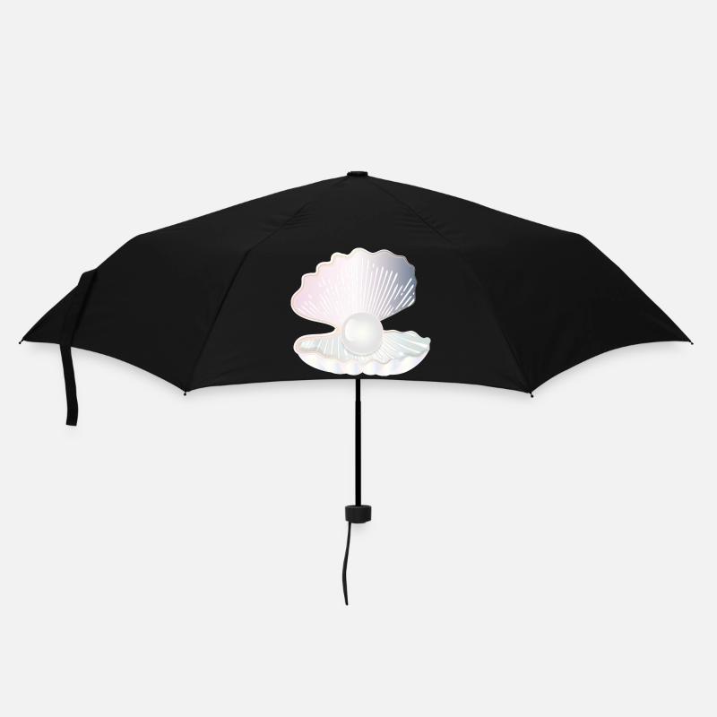 irisierende geöffnete Muschel mit großer Perle - Regenschirm (klein) - Schwarz