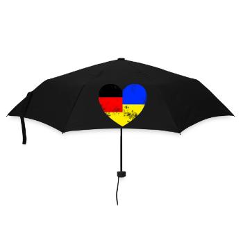 deutschland ukraine herz - Regenschirm (klein) - Schwarz - Vorne