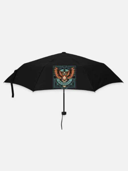 Nachteule Schädel Pank - Regenschirm (klein) - Schwarz