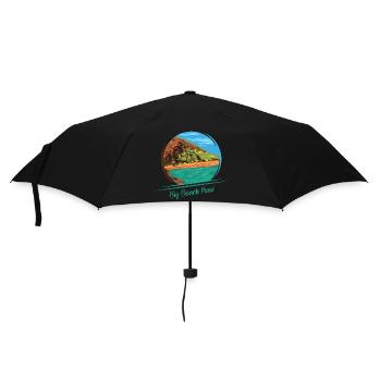 big beach maui island hawaii nature illustration - Umbrella (small) - black - Front