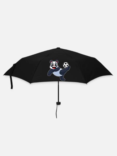 Panda Fußballspieler Fußball Sport - Regenschirm (klein) - Schwarz