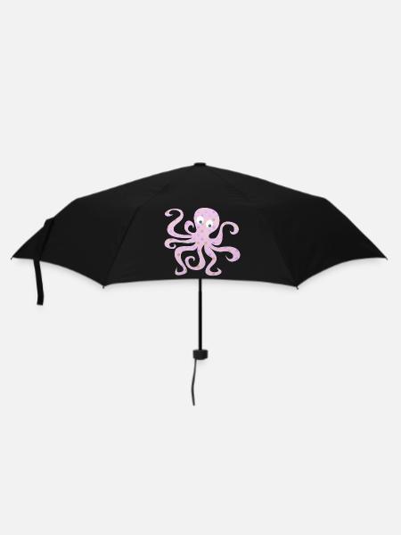 Oktopus Dots rosa Punkte Kinderzimmer Tintenfisch - Regenschirm (klein) - Schwarz