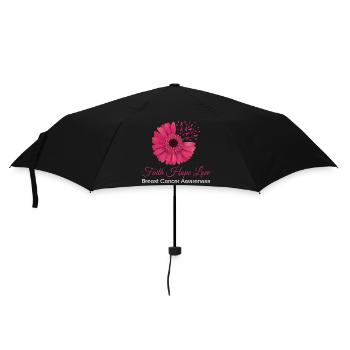 Faith Hope Love Breast Cancer Awareness Flower Tee - Umbrella (small) - black - Front