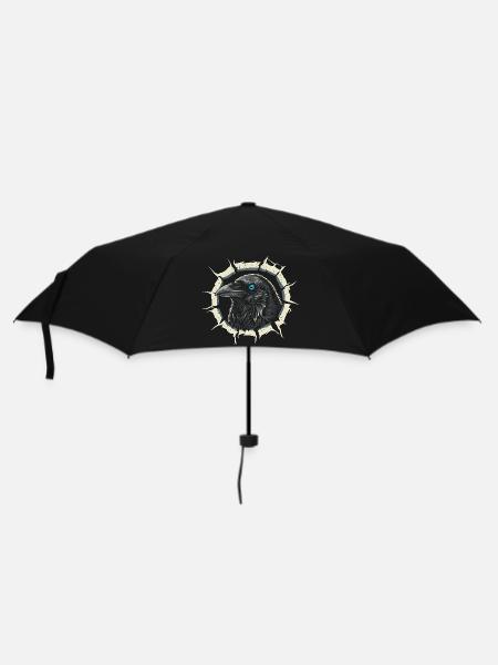 Gothic Krähe guckt aus Riss - Rabe - Regenschirm (klein) - Schwarz