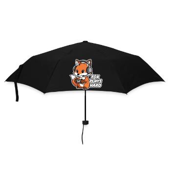 Fox with headset, game hero - Umbrella (small) - black - Front