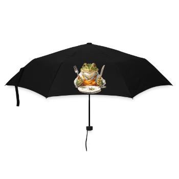 Frog chef with fork and knife - Umbrella (small) - black - Front
