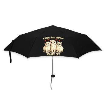 Schafe Comic Motiv mit Herz und lustigem Spruch - Regenschirm (klein) - Schwarz - Vorne